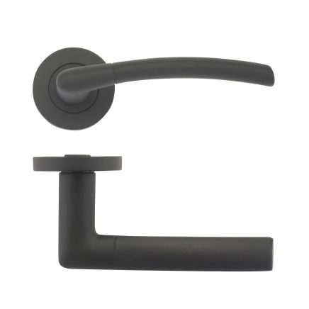 Zoo Hardware Olympus lever on round rose - Oscuro Matt Black