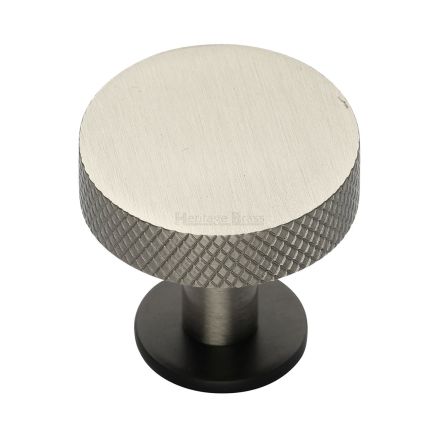 Heritage Brass Cabinet Knob Knurled Disc Design with Rose 38mm Matt Bronze/Satin Nickel finish