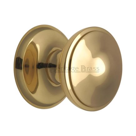 Heritage Brass Round Centre Door Knob 3" Polished Brass finish