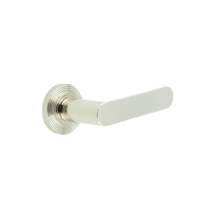 Kensington Door Handles Reeded Rose Polished Nickel - By Frelan Hardware - BUR25KIT160