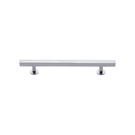 Heritage Brass Cabinet Pull Square Design with Footings 128mm CTC Polished Chrome finish