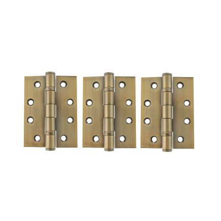 Atlantic Ball Bearing Hinges Grade 13 Fire Rated 4" x 3" x 3mm - Antique Brass (Set of 3)