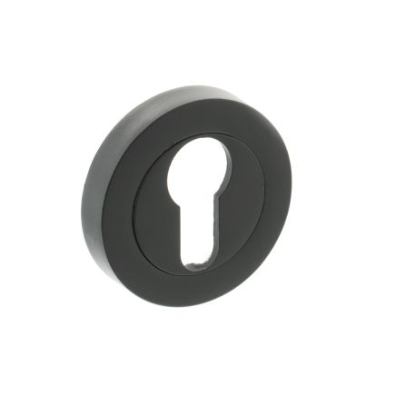 Millhouse Brass Euro Escutcheons on Round Rose - Matt Black (Pair)