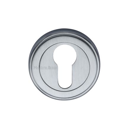 Heritage Brass Euro Profile Cylinder Escutcheon Satin Chrome finish
