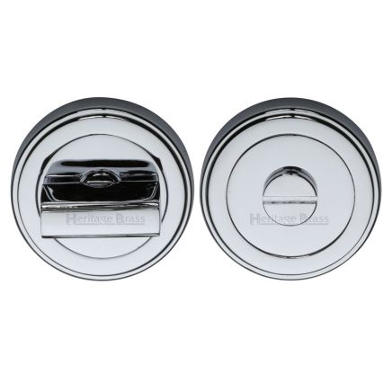 Heritage Brass Round Turn & Release Cylinder Escutcheon with stepped edge Polished Chrome finish