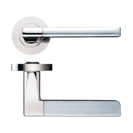 Zoo Hardware Venice lever on round rose - Polished Nickel / Satin Nickel