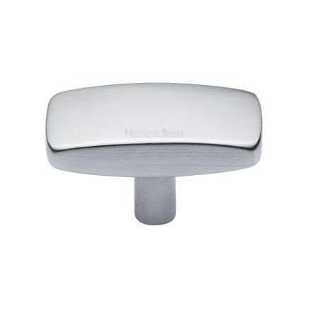 Heritage Brass Cabinet Knob Rectangular Design 41mm Satin Chrome finish