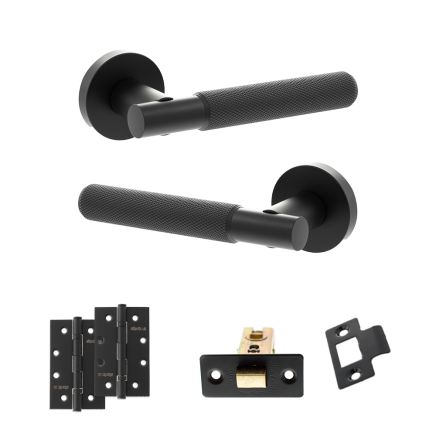 Senza Pari Rosarno Door Handle Pack (Latch Set - 2.5" CE Latch, 4" Slim Knuckle Hinges x2) - Matt Black