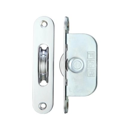 Zoo Hardware Brass Ball Bearing Pulleys - 1 3/4" Radius Forend - Polished Chrome