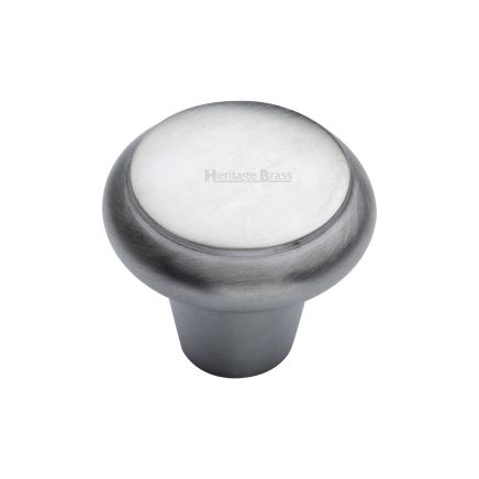 Heritage Brass Cabinet Knob Round Edge Design 38mm Satin Chrome finish