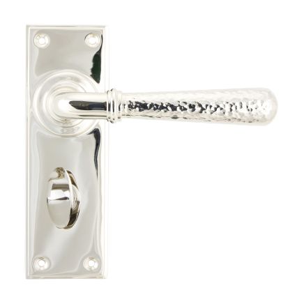 Polished Nickel Hammered Newbury Lever Bathroom Set
