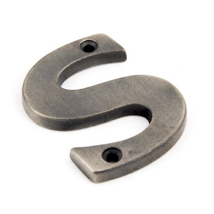 Antique Pewter Letter S