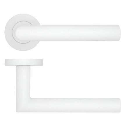 Zoo Hardware Lugano Lever on Round Rose - White