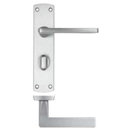 Zoo Hardware Leon lever on bathroom backplate - Satin Chrome
