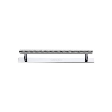 Heritage Brass Cabinet Pull Knurled Design with Plate 96mm CTC Polished Chrome Finish