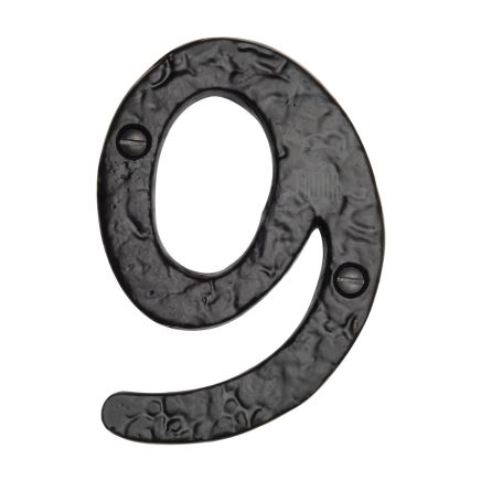 The Tudor Numeral 9 - 4" Black Iron