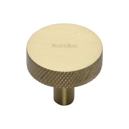 Heritage Brass Cabinet Knob Knurled Disc Design 32mm Satin Brass finish