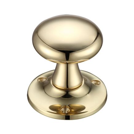 Zoo Hardware Mushroom Mortice Knob Furniture 60mm Rose dia. - Polished Brass