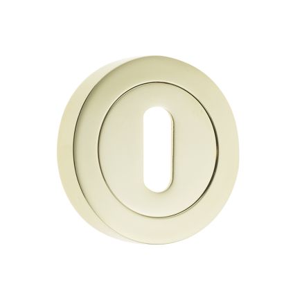 Jedo Designer Standard Keyway Escutcheons on 50mm Round Rose Polished Brass - By Frelan Hardware - JV503PVD
