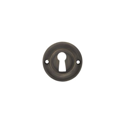 Old English Solid Brass Open Key Hole Escutcheons - Urban Bronze (Pair)