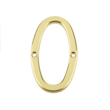 Jedo 75mm Screw Fix Numerals Polished Brass No. 0 - By Frelan Hardware - JN-0