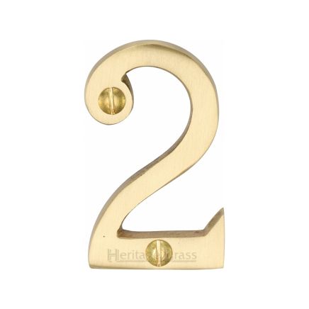 Heritage Brass Numeral 2 Face Fix 51mm (2") Satin Brass finish