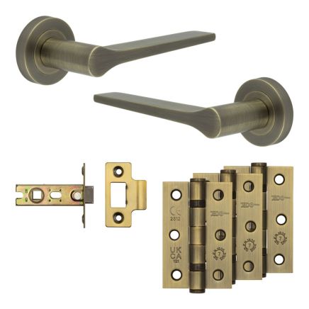 Complete Gio Door Handle Pack - Internal Doors - Antique Brass - By Frelan Hardware - JE-E1B-AB
