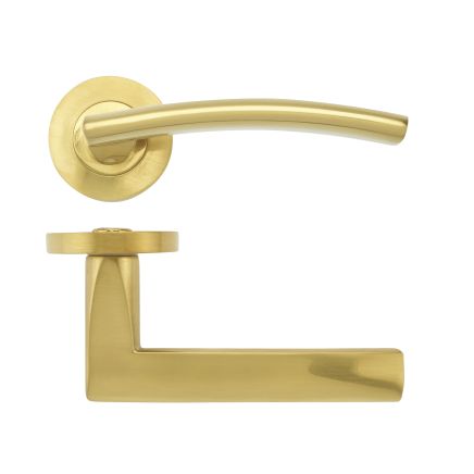 Zoo Hardware Amalfi lever on round rose - Favo Satin Brass