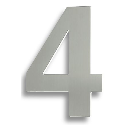 Stainless Steel 7" Numerals (0-9) (Number 4) - Satin Stainless Steel