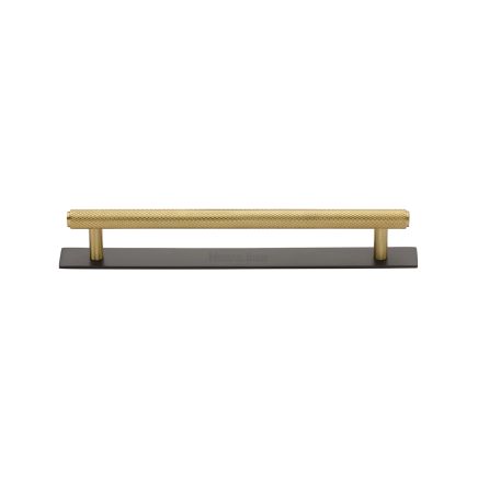 Heritage Brass Cabinet Pull Knurled Design with Plate 128mm CTC Matt Bronze/Satin Brass Finish