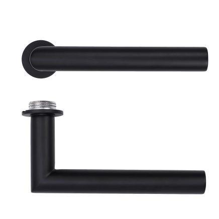 Zoo Hardware Lugano Lever on 32mm Round Mini Rose - Black