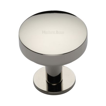 Heritage Brass Cabinet Knob Domed Disc Design with Rose 38mm Polished Nickel finish