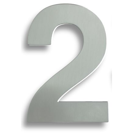 Stainless Steel 7" Numerals (0-9) (Number 2) - Satin Stainless Steel