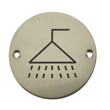 Stainless Steel Shower Symbol 75mm Polished Stainless Steel - By Frelan Hardware - JS106PSS