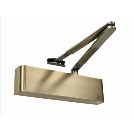 Rutland TS.9205 Door Closer, DABC c/w Semi-Radius Cover, Flatbar Armset, Antique Brass