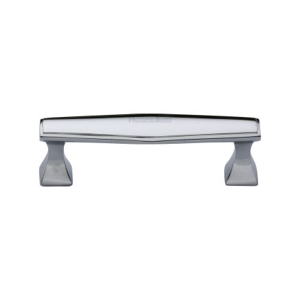Heritage Brass Cabinet Pull Deco Design 96mm CTC Polished Chrome Finish