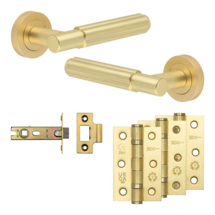 Complete Bloom Door Handle Pack - Internal Doors - Satin Brass - 76mm / 3-inch Hinges - JE-B3B-SB