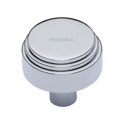 Heritage Brass Cabinet Knob Round Deco Design 32mm Polished Chrome finish