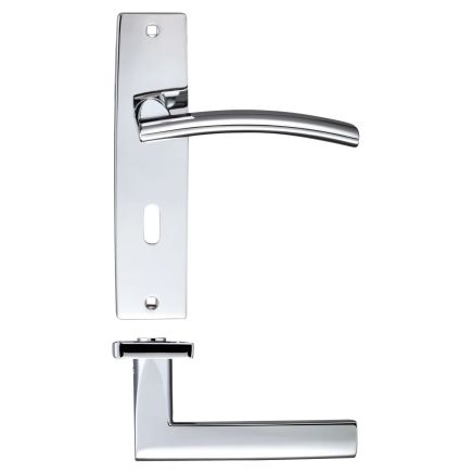 Zoo Hardware Amalfi lever on lock backplate - Polished Chrome