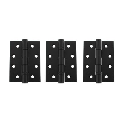 Atlantic Ball Bearing Hinges Grade 13 Fire Rated 4" x 3" x 3mm - Matt Black (Set of 3)