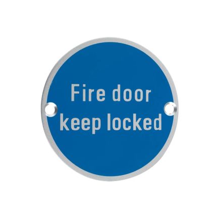 Zoo Hardware Signage - Fire Door Keep Locked - Satin Aluminium