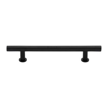 Heritage Brass Cabinet Pull T-Bar Design with 16mm Rose 203mm CTC Matt Black Finish