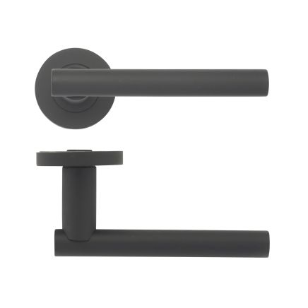 Zoo Hardware Lucca lever on round rose - Oscuro Matt Black