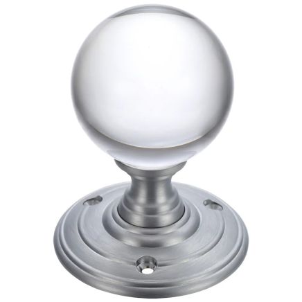 Zoo Hardware Glass Ball Mortice Knob - 55mm - Satin Chrome