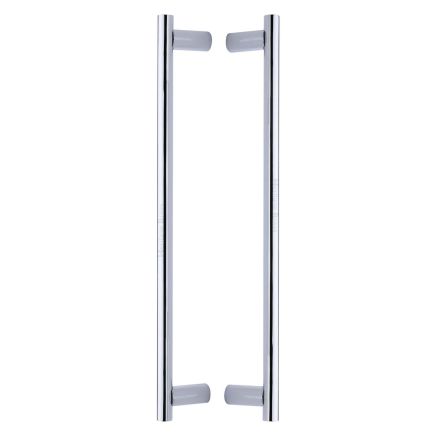 Heritage Brass Back to Back Door Pull Handle Round Bar Design 489mm Polished Chrome Finish