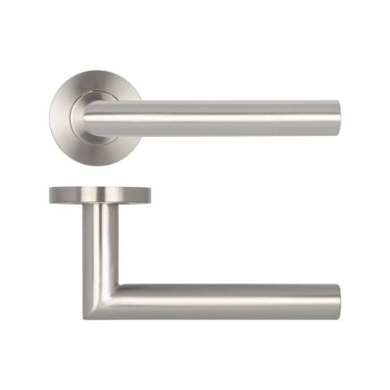 Julian Door Handle on Rose Grade 304 Satin Stainless Steel - By Frelan Hardware - JSS402