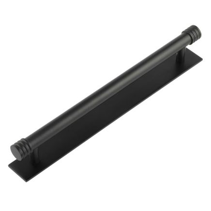 Hoxton Sturt Cabinet Handles 224mm Ctrs Plain Backplate Matt Black - By Frelan Hardware - HOX-460MB-5060MB