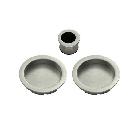 Sliding Door Rose With Flush Pull - Satin Nickel