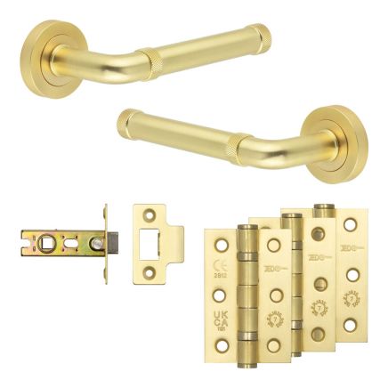 Complete Midtown Door Handle Pack - Internal Doors - Satin Brass - 64mm / 3-inch Hinges - JE-G1B-SB