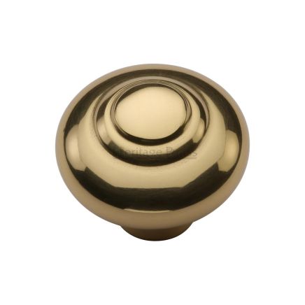 Heritage Brass Cabinet Knob Round Bead Design 32mm Polished Brass finish